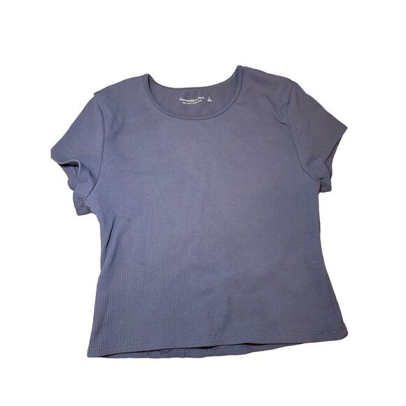 Abercrombie & Fitch Grey Blue ribbed stretchy top sz S - Picture 1 of 6